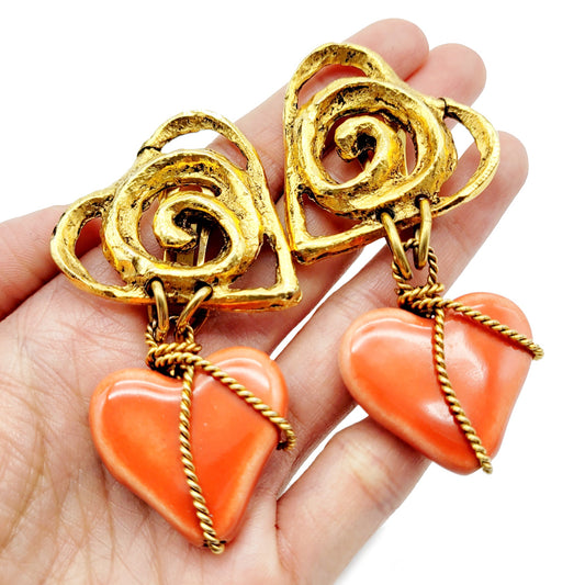 Vintage heart dangle earrings Carole