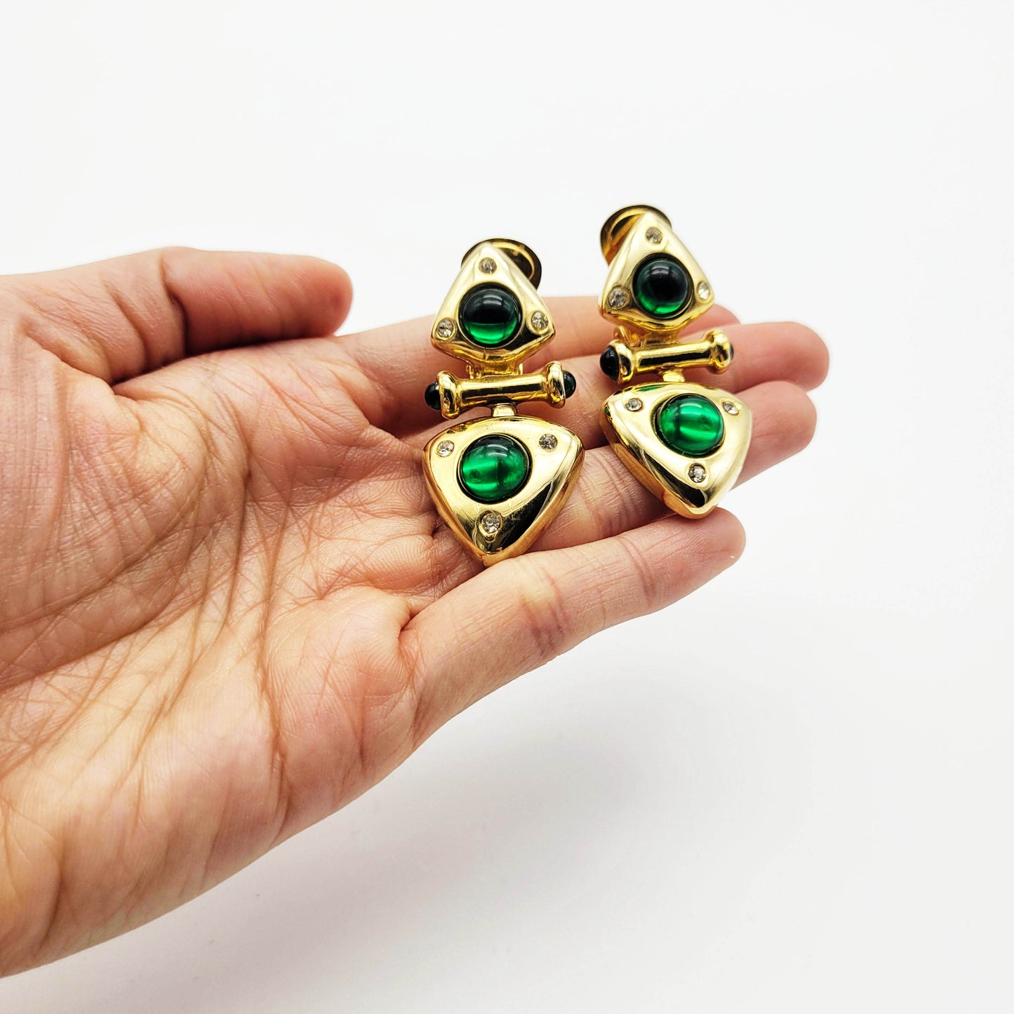 Vintage green resin dangle earrings