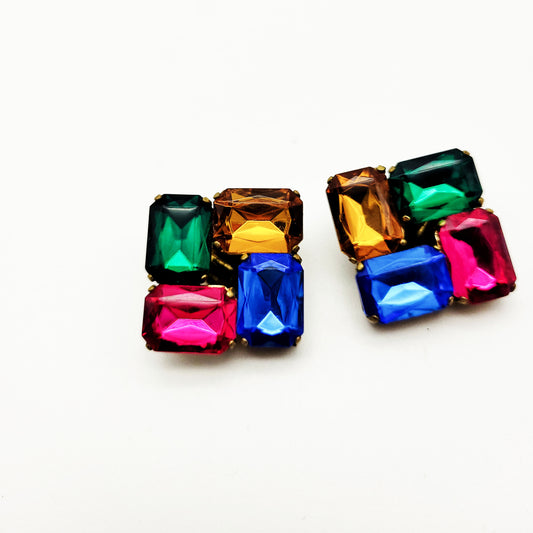 Vintage colorful clip-on earrings