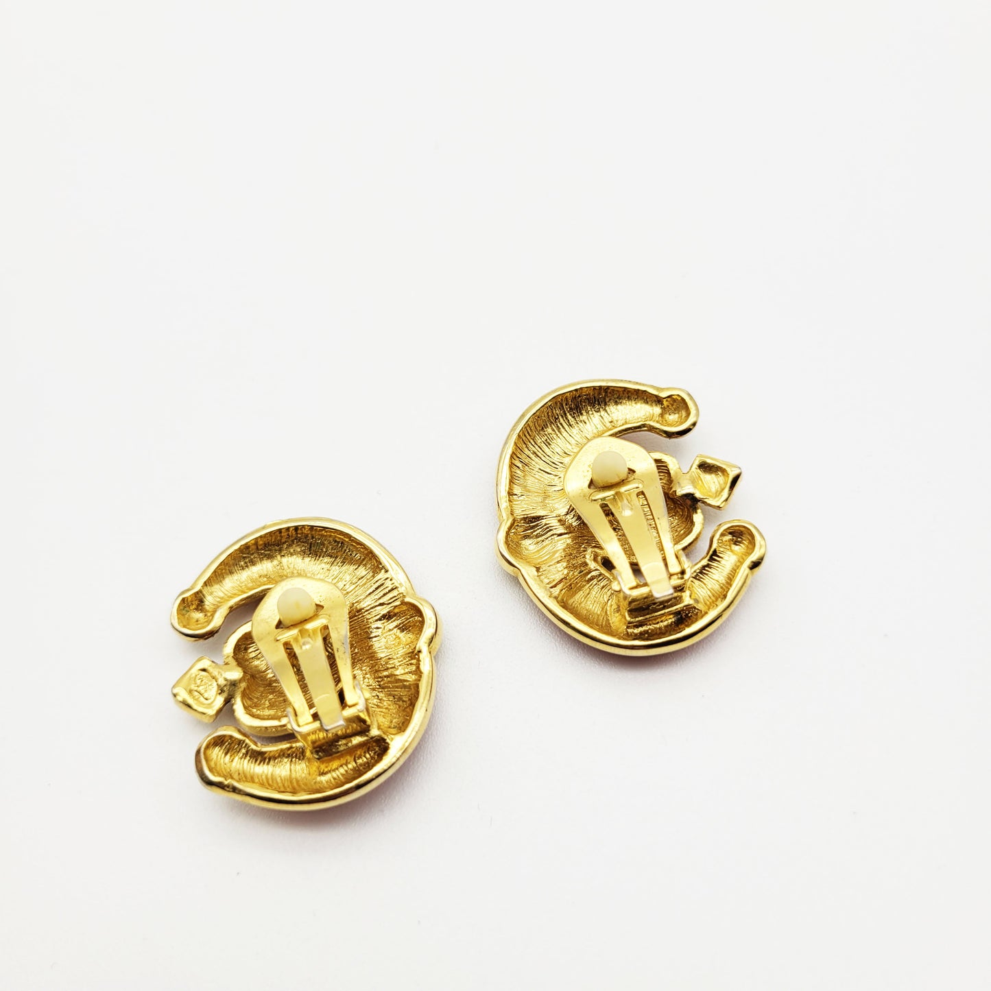 Vintage red enamel clip on earrings