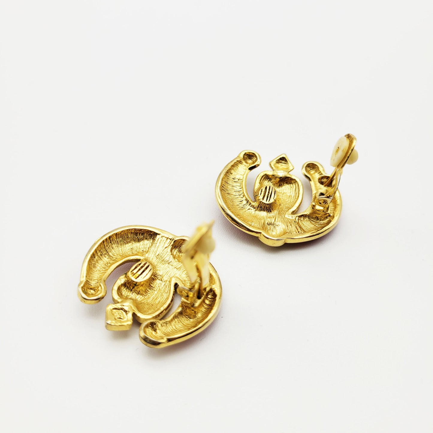 Vintage red enamel clip on earrings