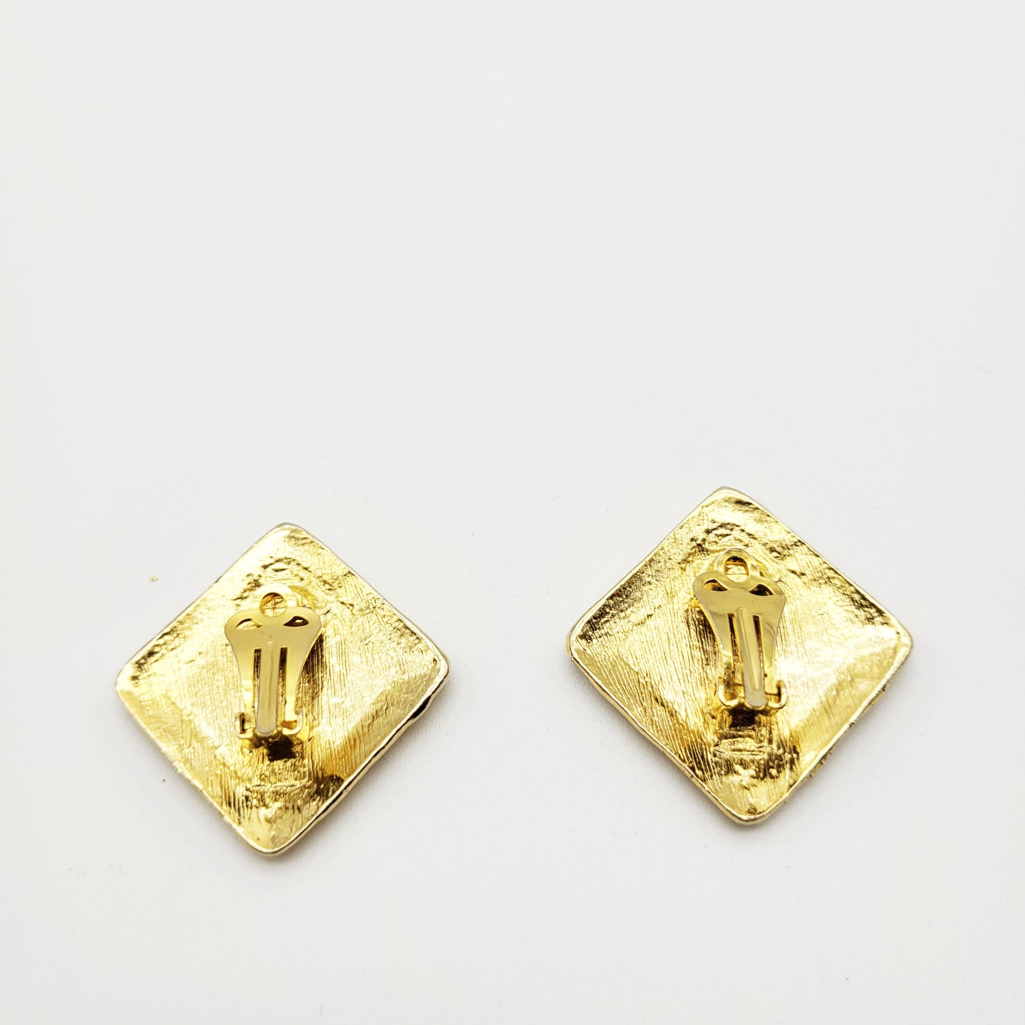 Vintage green enamel clip on earrings