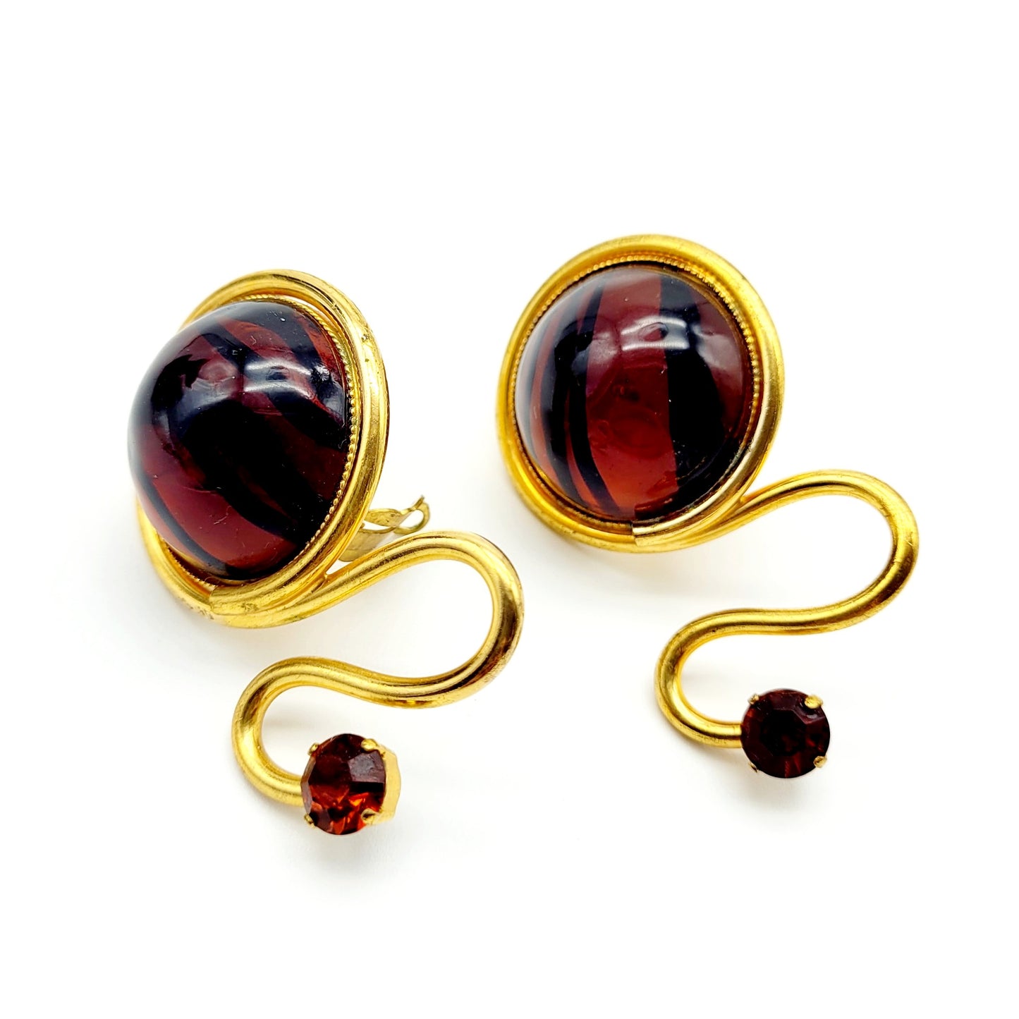 Boucles d'oreilles cabochon verre vintage couture Nina Ricci