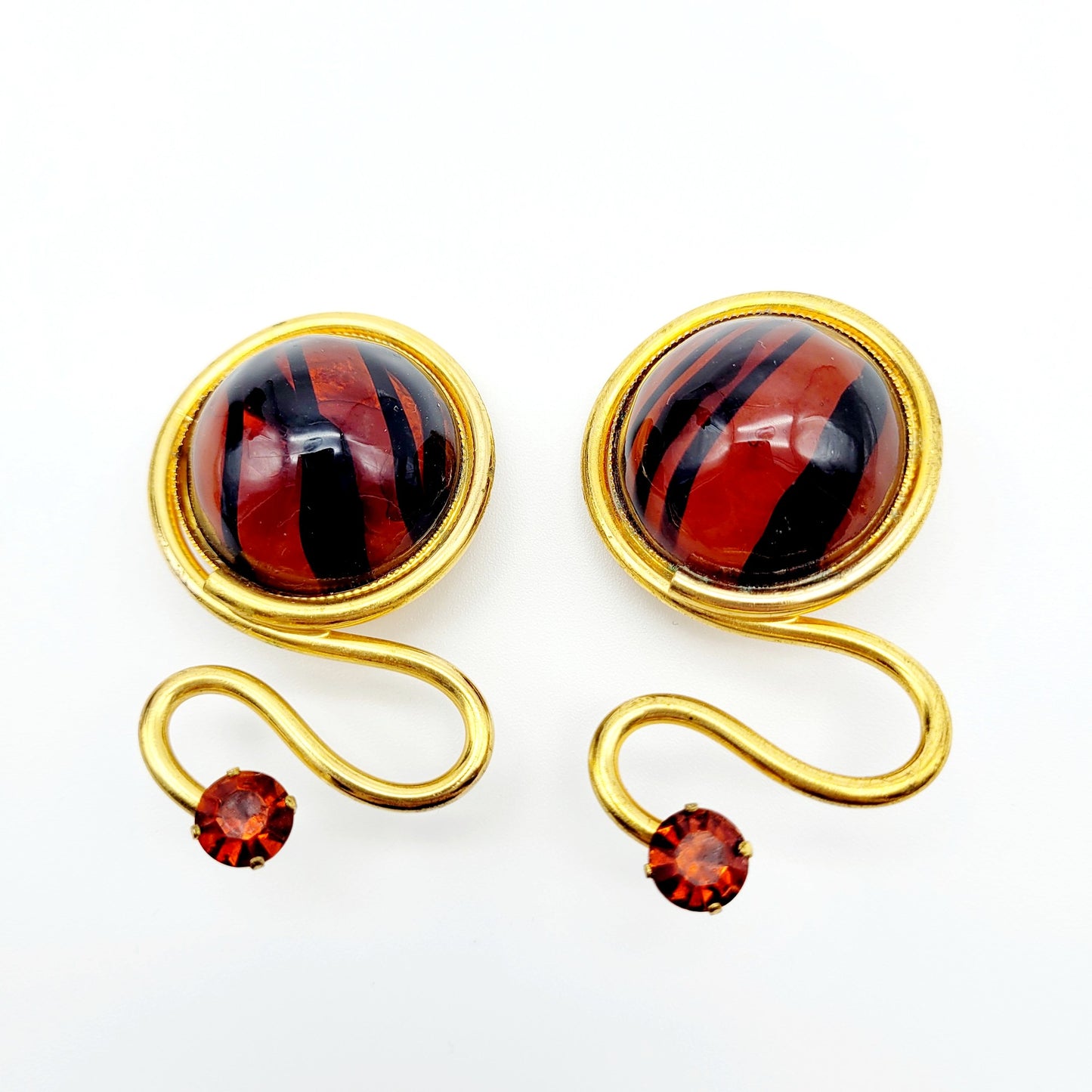 Boucles d'oreilles cabochon verre vintage couture Nina Ricci