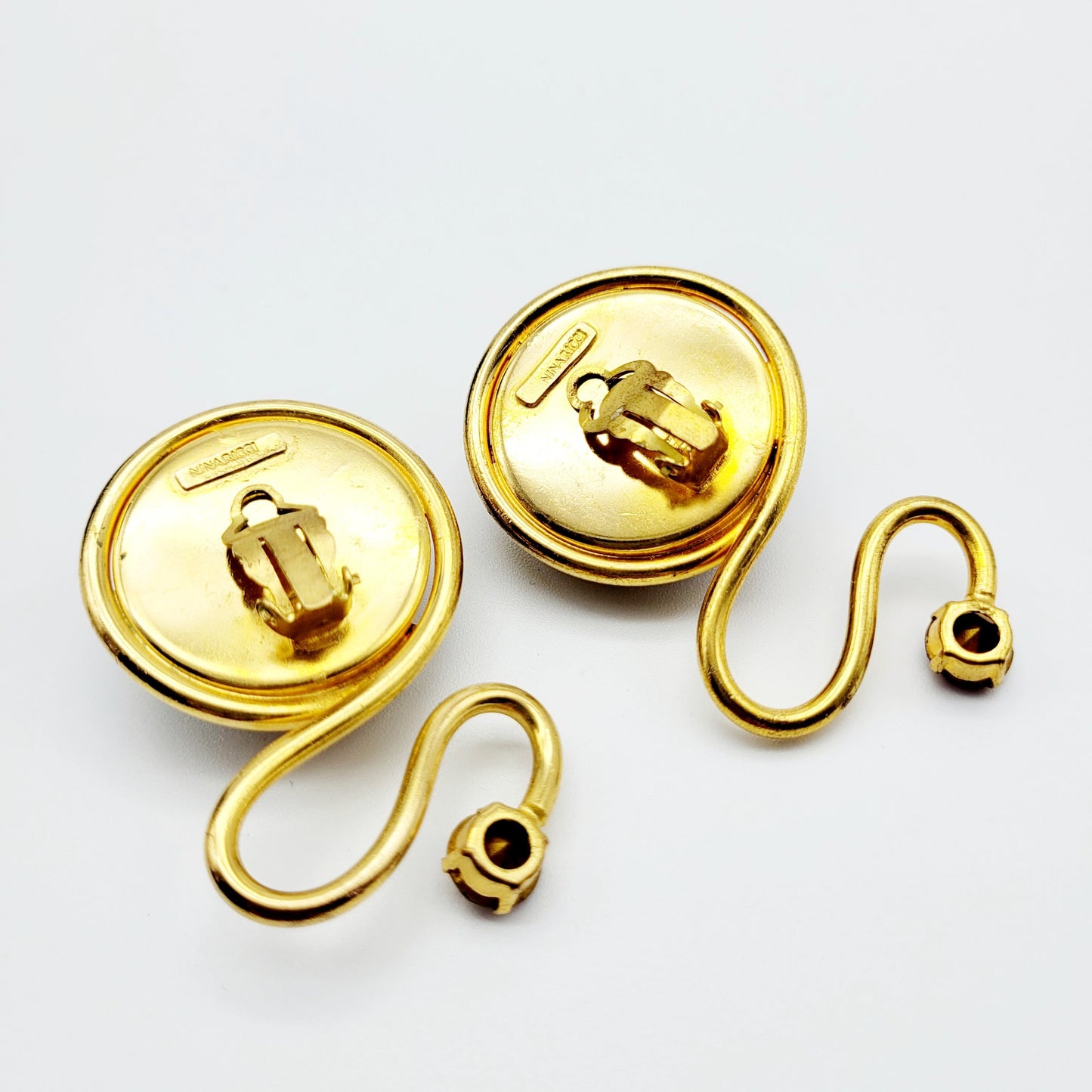 Boucles d'oreilles cabochon verre vintage couture Nina Ricci