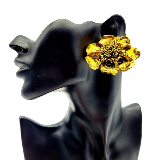 Vintage Oversized French Fried flower Earrings