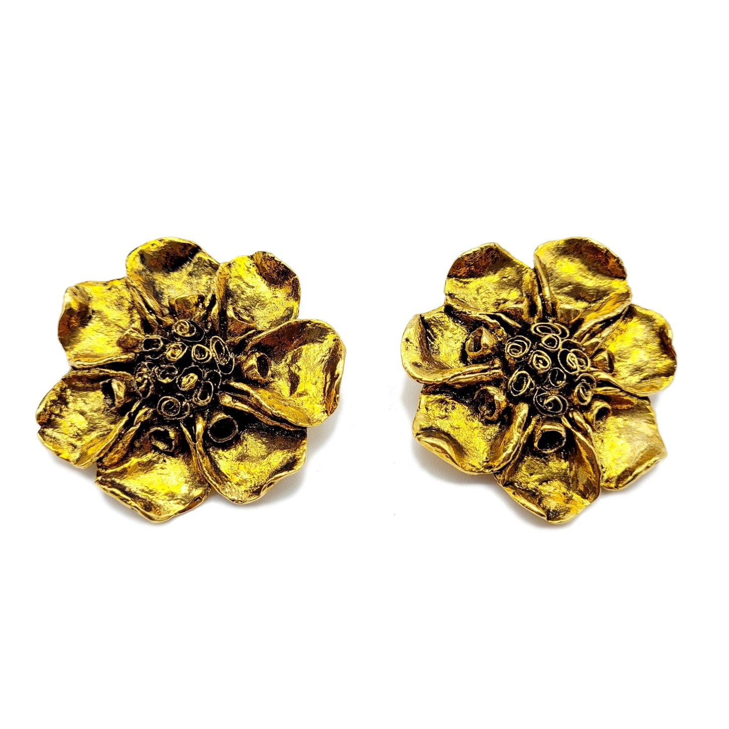 Vintage Oversized French Fried flower Earrings
