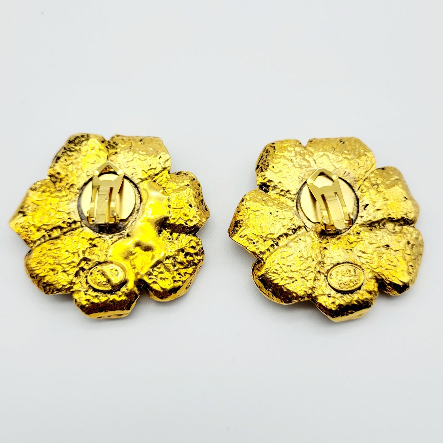 Vintage Oversized French Fried flower Earrings