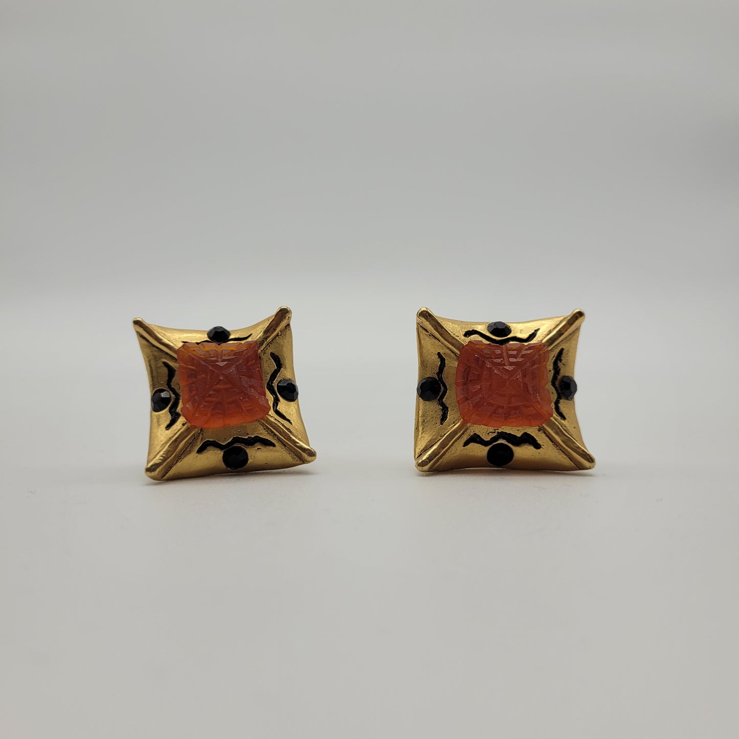 Vintage resin earrings Frederic Volle in orange