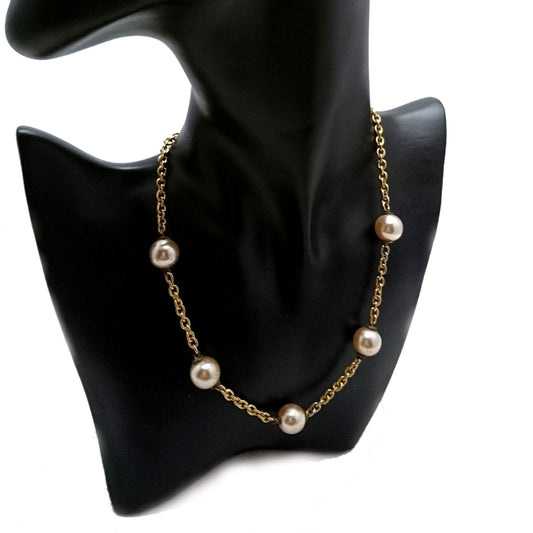 Vintage Céline faux pearl Goldtone Necklace - Secondista