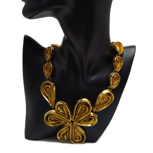 Vintage Rochas Goldtone flower Necklace - Secondista