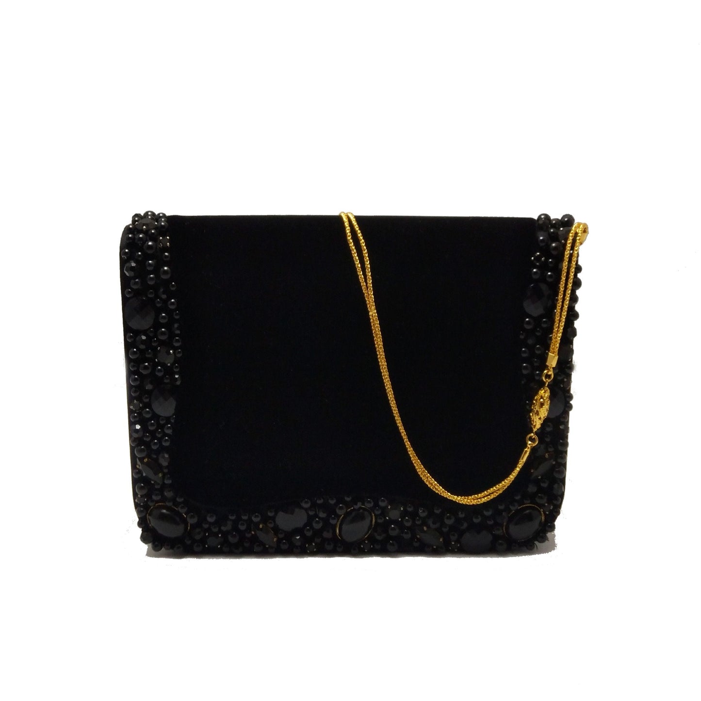 Superbe pochette vintage CHARLES JOURDAN en velours noir, Haute Couture, Cadeau pour elle