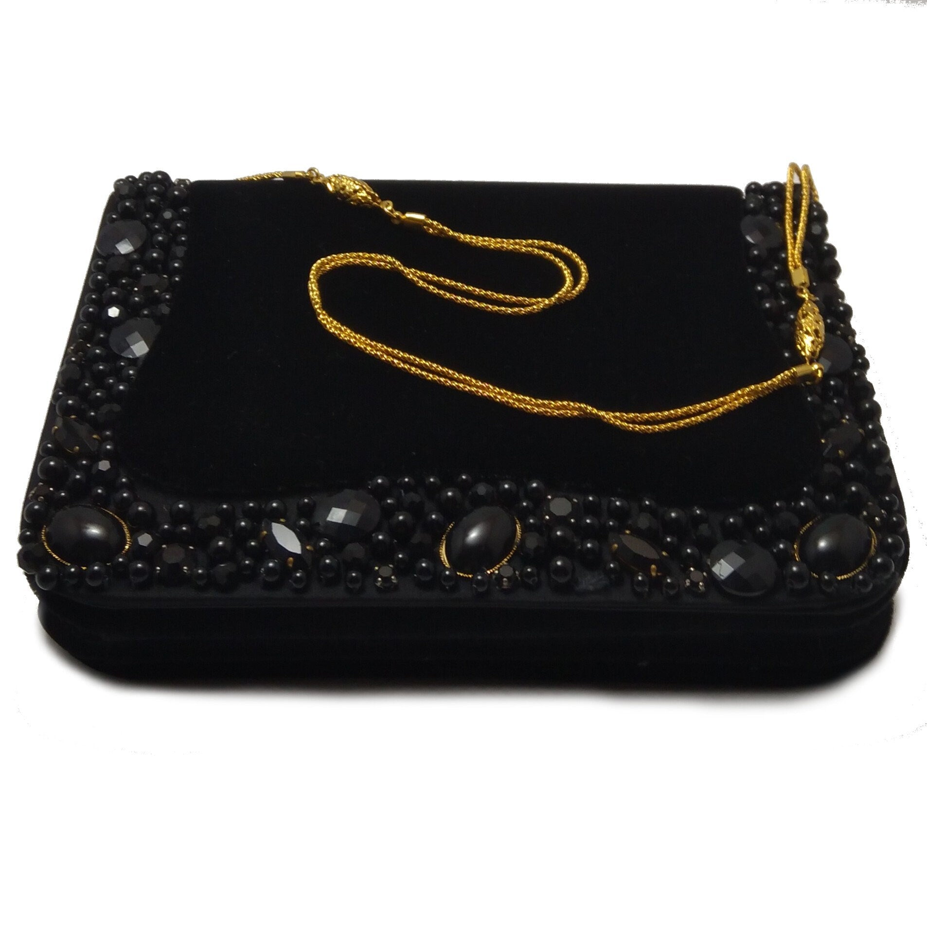 Superbe pochette vintage CHARLES JOURDAN en velours noir, Haute Couture, Cadeau pour elle