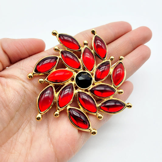 Vintage  Yves Saint Laurent red flower Brooch - Secondista