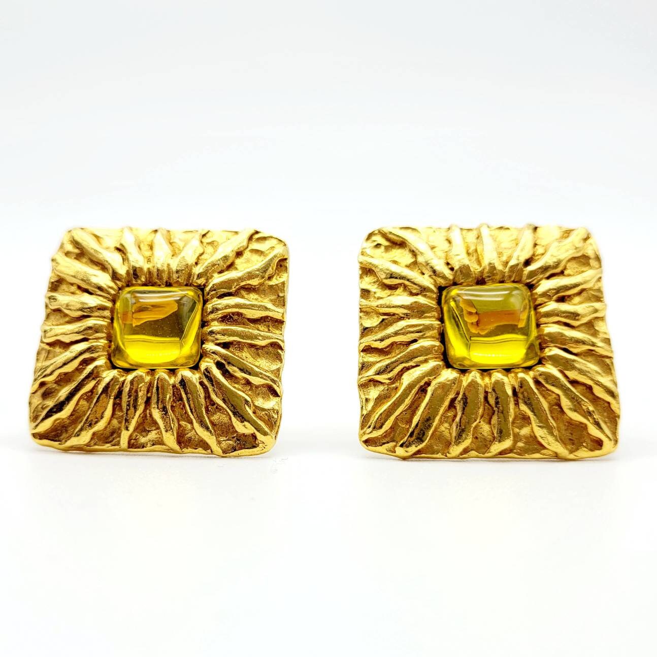Vintage Oversized Jean Patou sun Earrings - Secondista