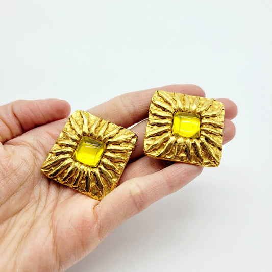 Vintage Oversized Jean Patou sun Earrings - Secondista
