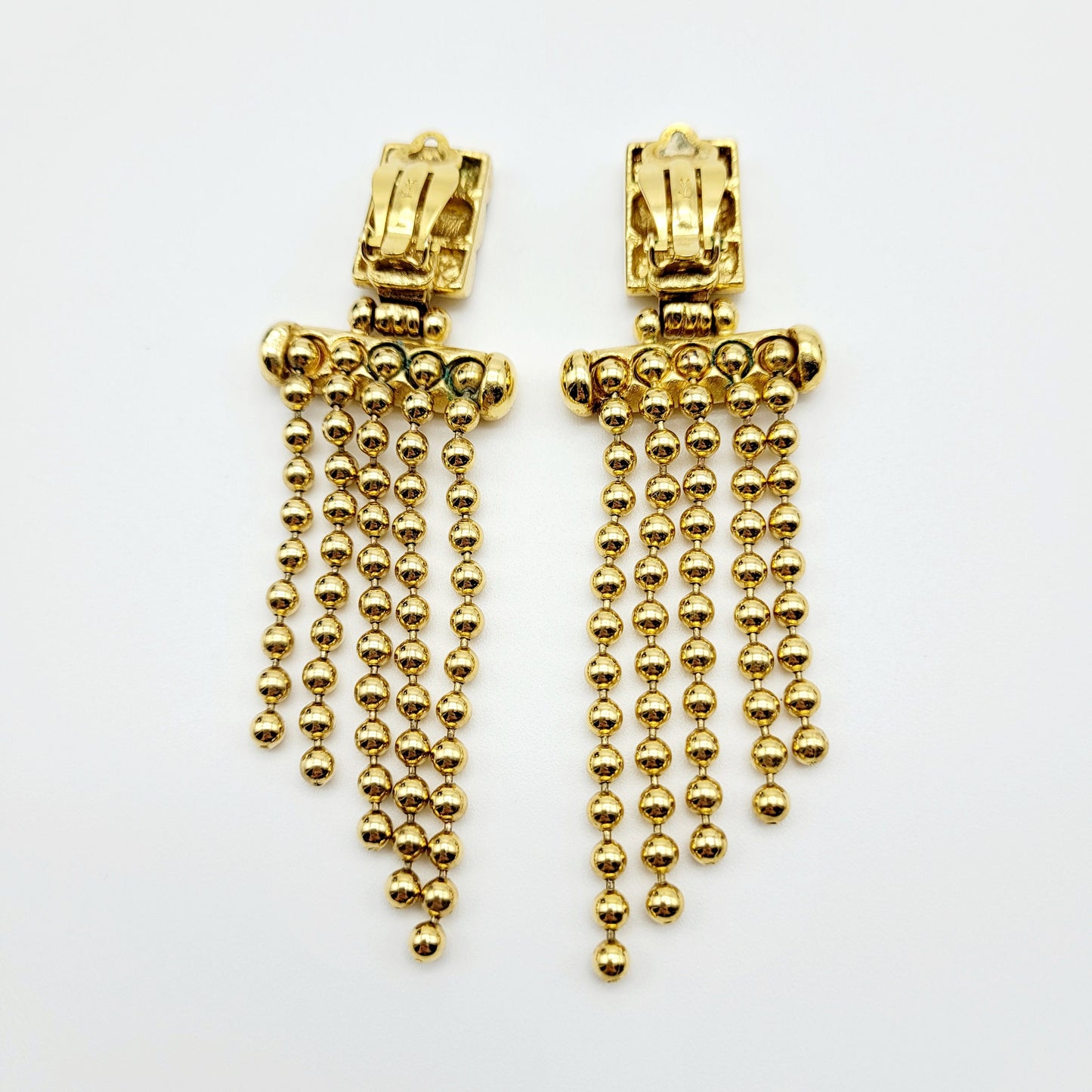 Vintage Yves Saint Laurent multi ball Chain dangle Earrings - Secondista