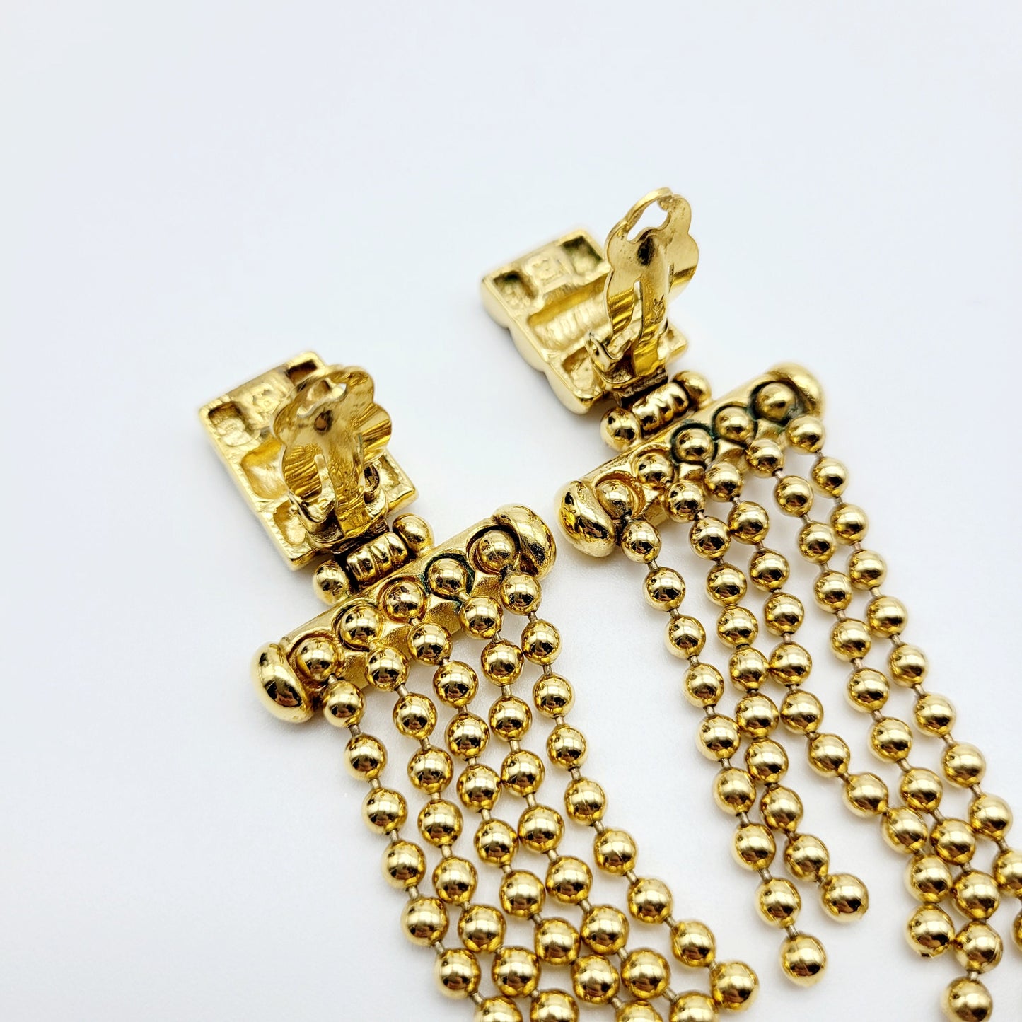 Vintage Yves Saint Laurent multi ball Chain dangle Earrings - Secondista