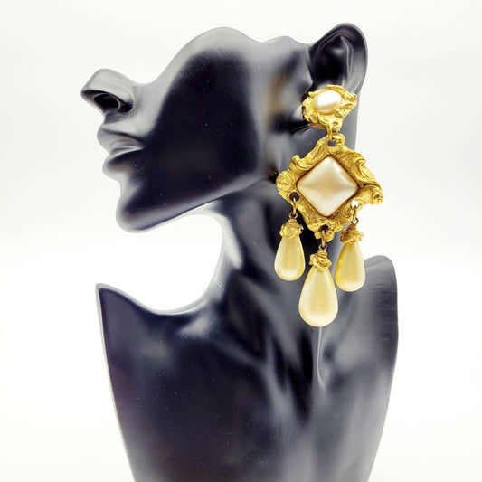 Vintage Jacky De G faux pearl dangle Earrings - Secondista
