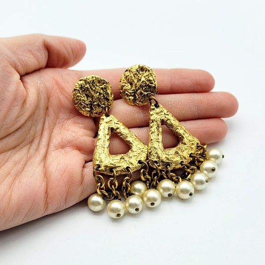Vintage Jacky De G dangle faux pearl Earrings - Secondista