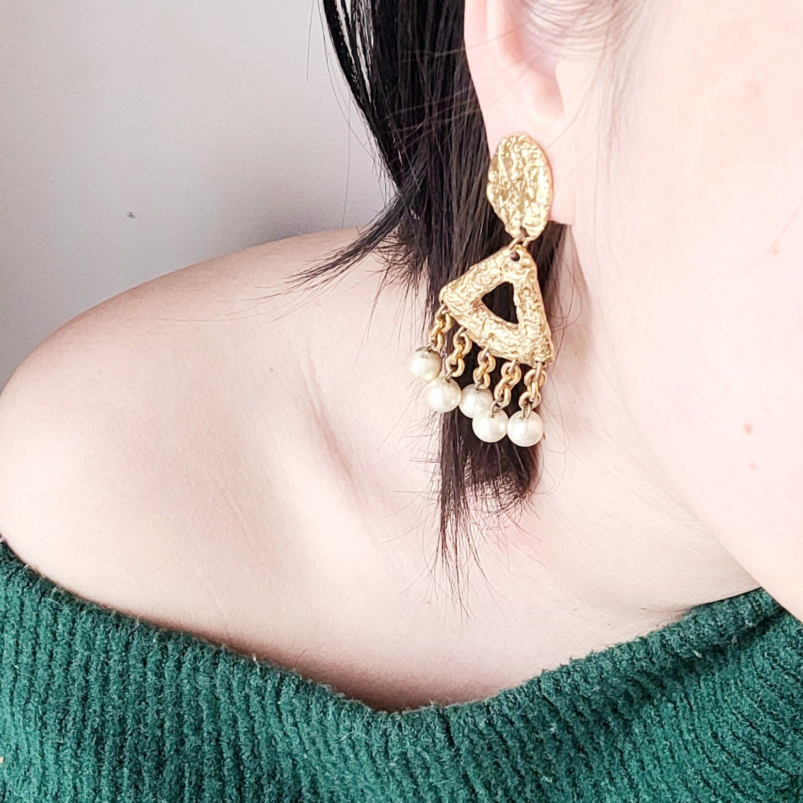 Vintage Jacky De G dangle faux pearl Earrings - Secondista