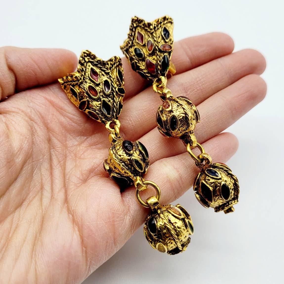 Vintage French unsigned Satellite dangle Earrings - Secondista