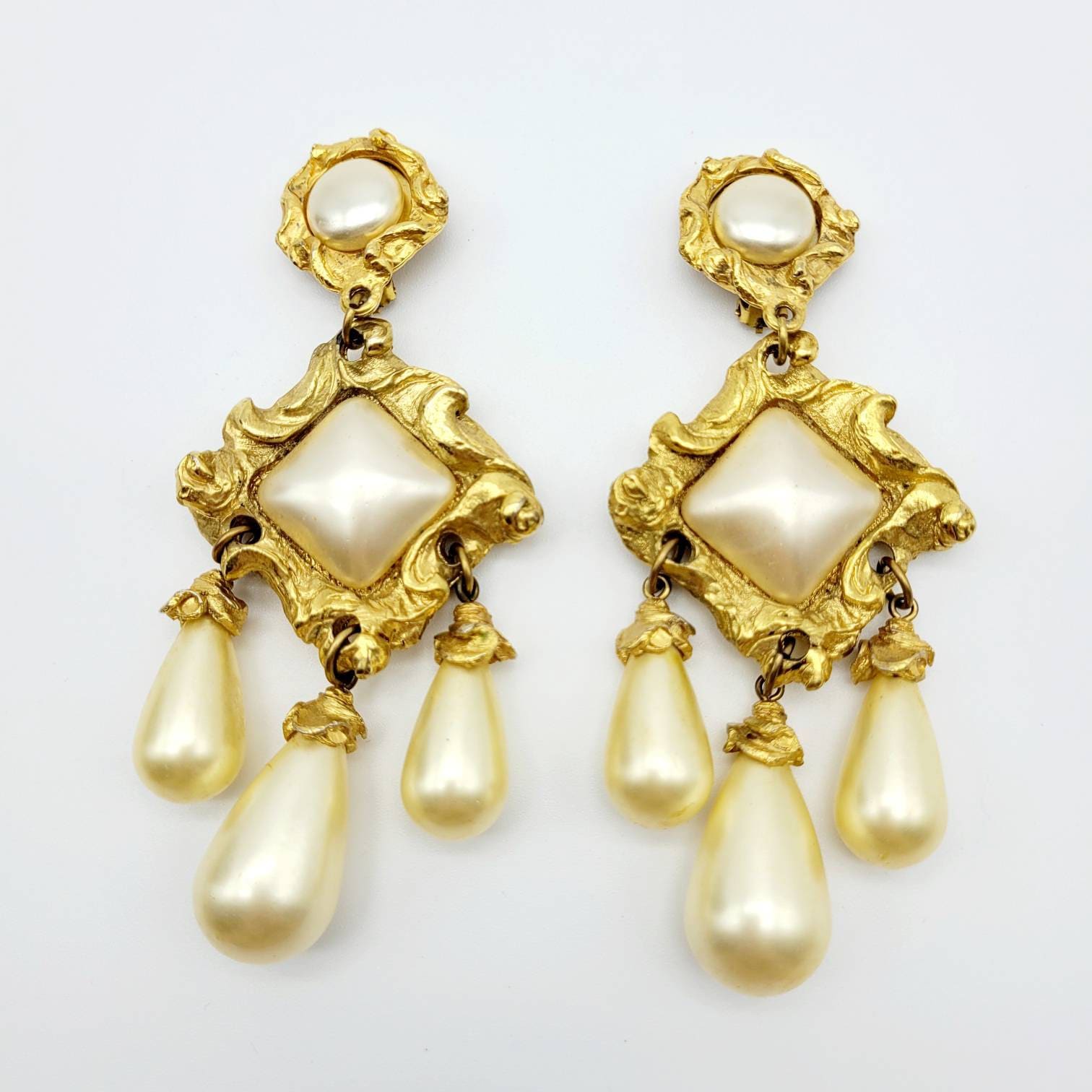 Vintage Jacky De G faux pearl dangle Earrings - Secondista
