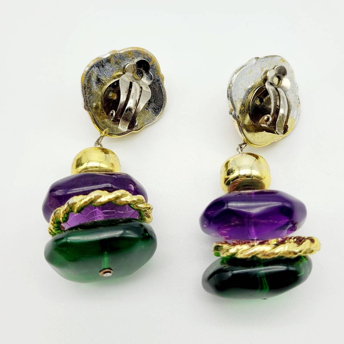 Vintage Unsigned French cabochon Earrings - Secondista