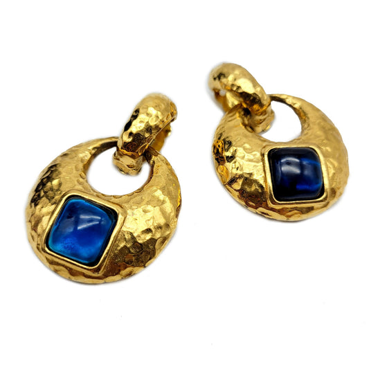 Vintage Yves Saint Laurent glass cabochon Earrings - Secondista