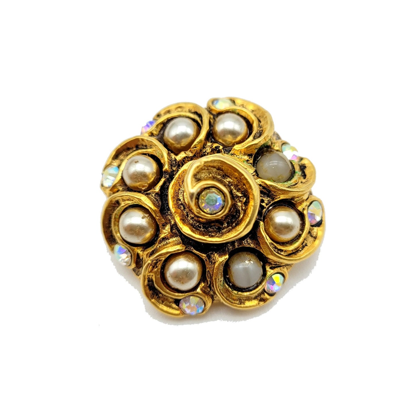 Vintage Claire Deve faux pearl flower Brooch - Secondista