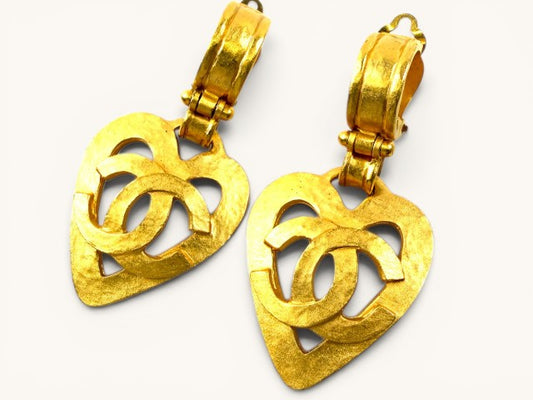 Chanel Pre-owned CC Heart Dangle Earrings
