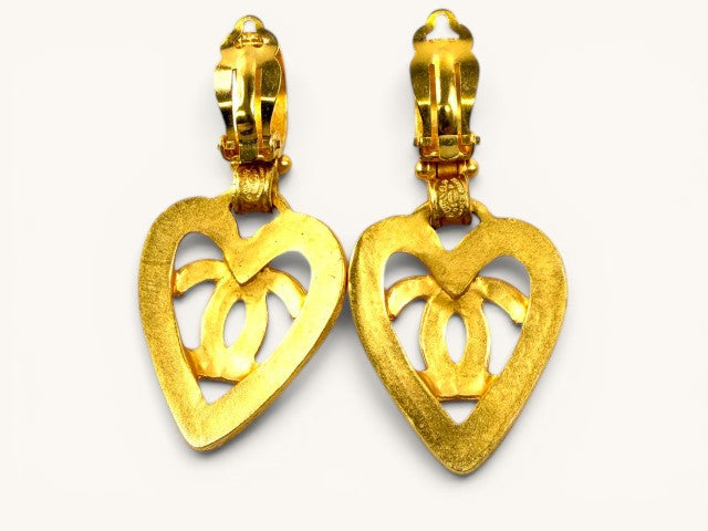 Chanel Pre-owned CC Heart Dangle Earrings