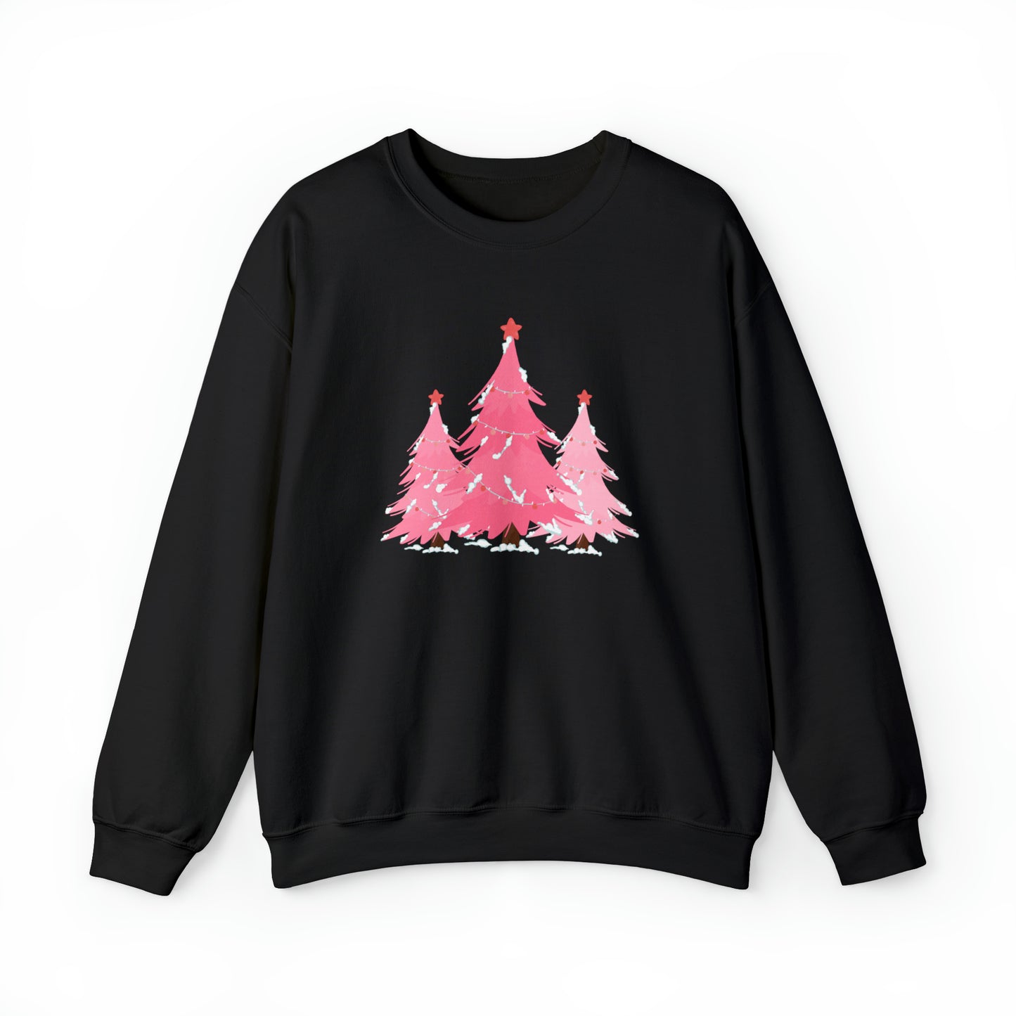 Three Christmas Pink Tree Sweatshirt