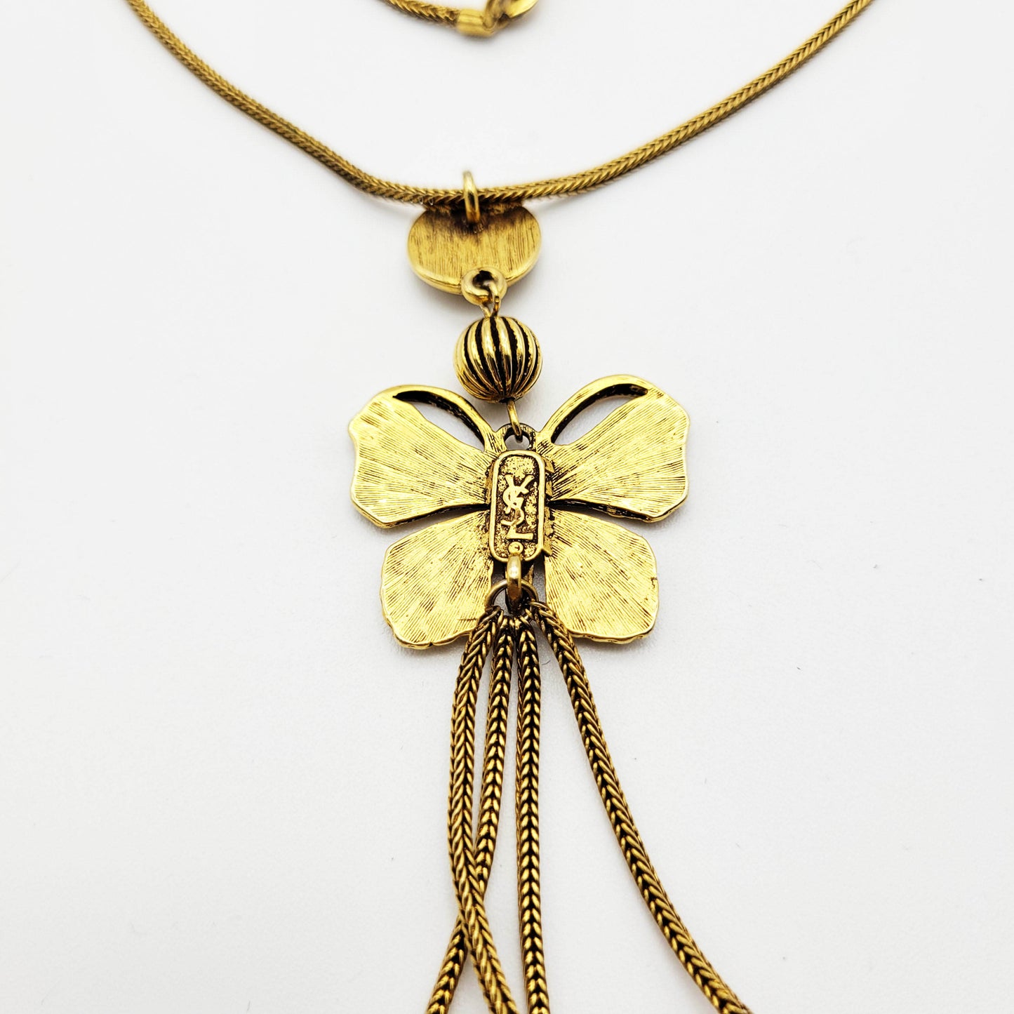 Vintage Yves Saint Laurent butterfly pendant necklace