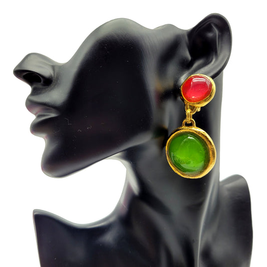 Vintage poured glass dangle earrings L'or Du Soir