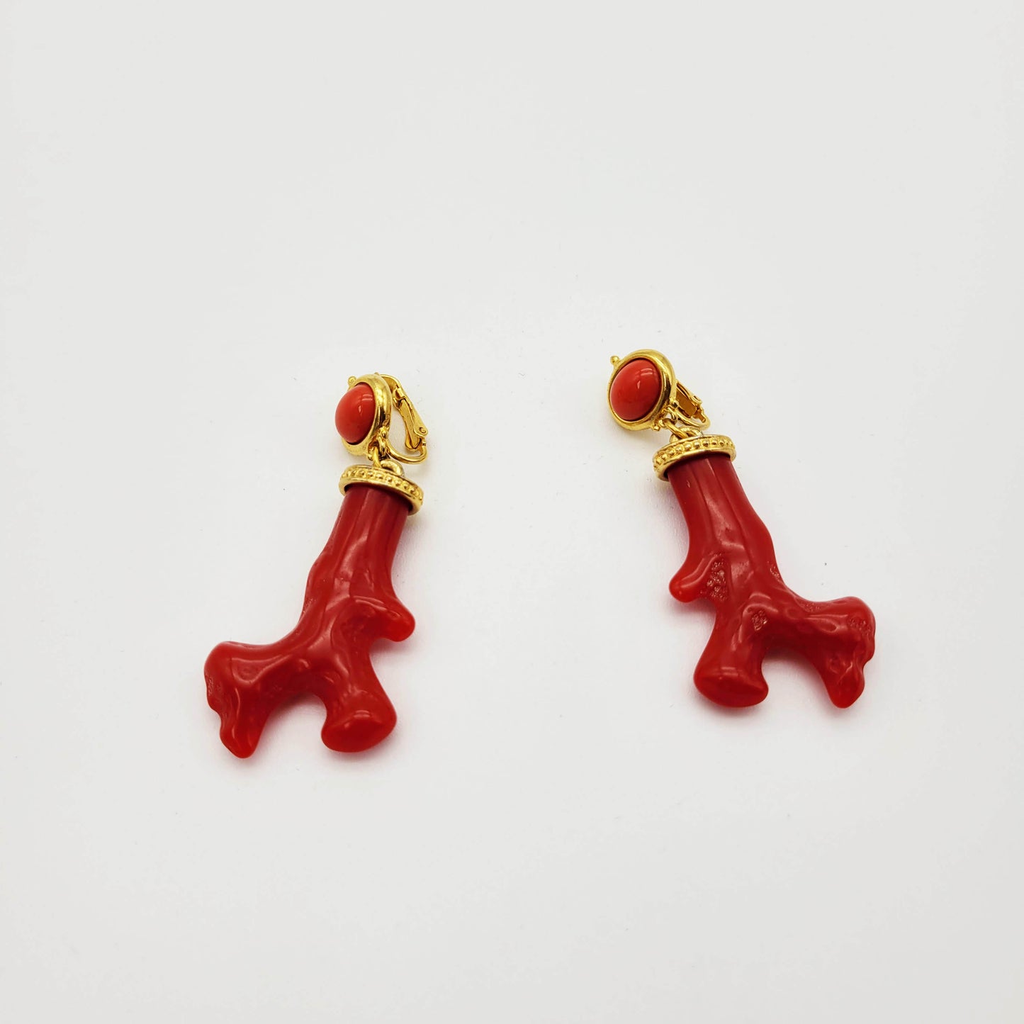 Vintage coral clip earrings Kenneth Jay Lane