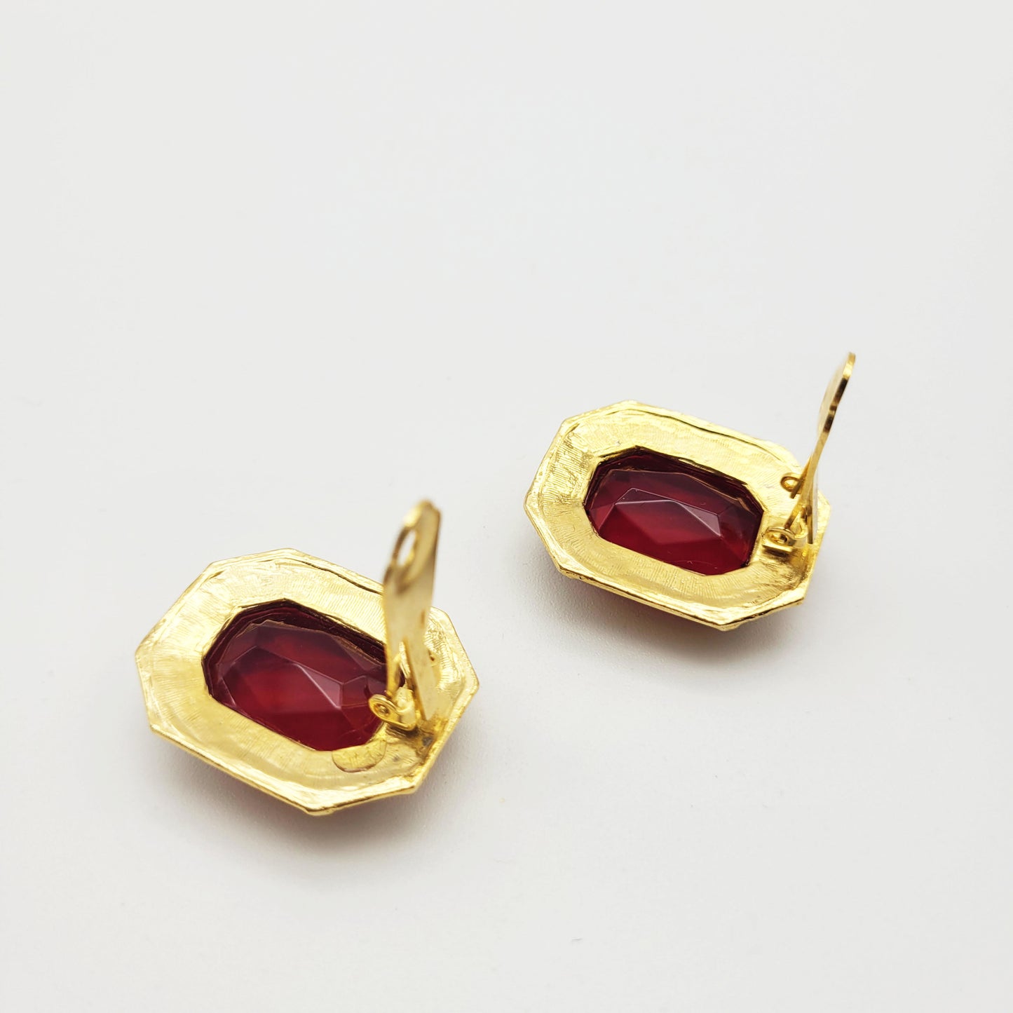 Vintage red clip on earrings