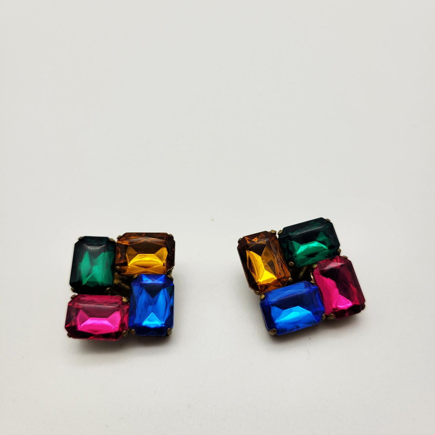 Vintage colorful clip-on earrings