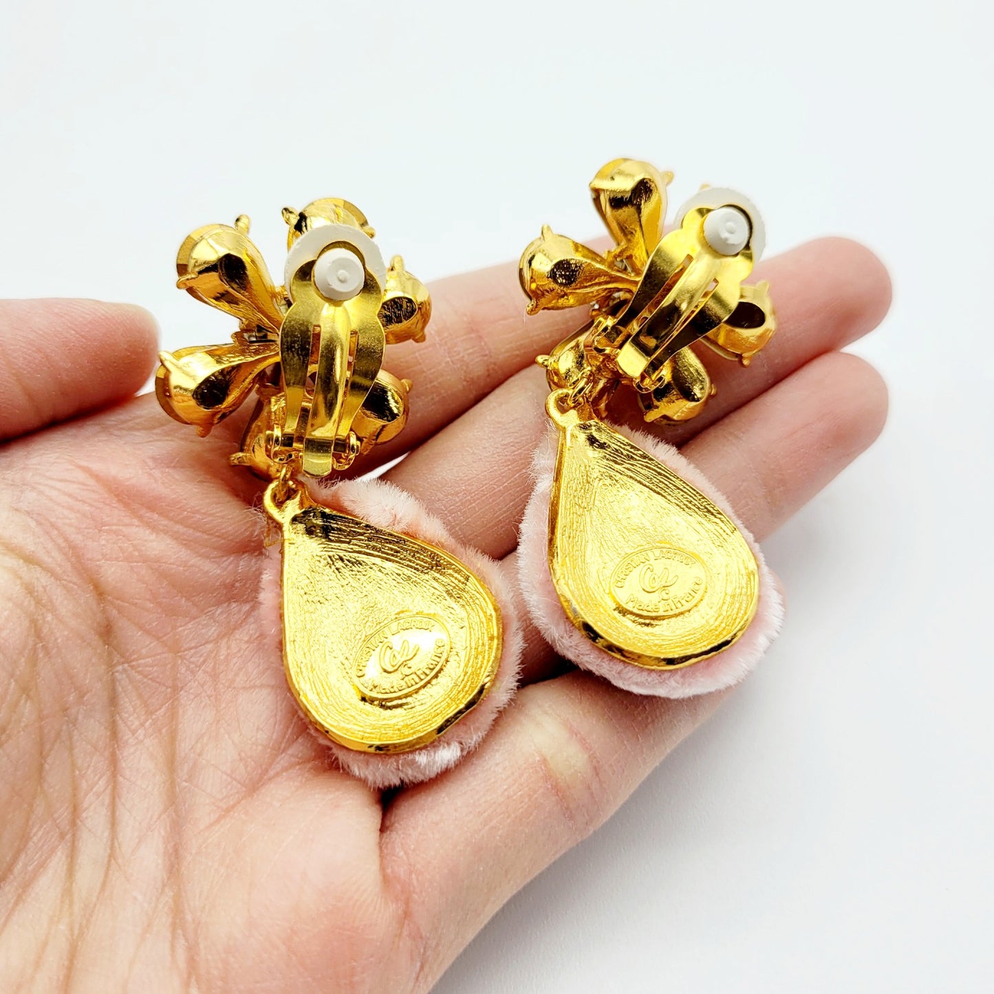 Vintage Christian Lacroix Flower Dangle Earrings