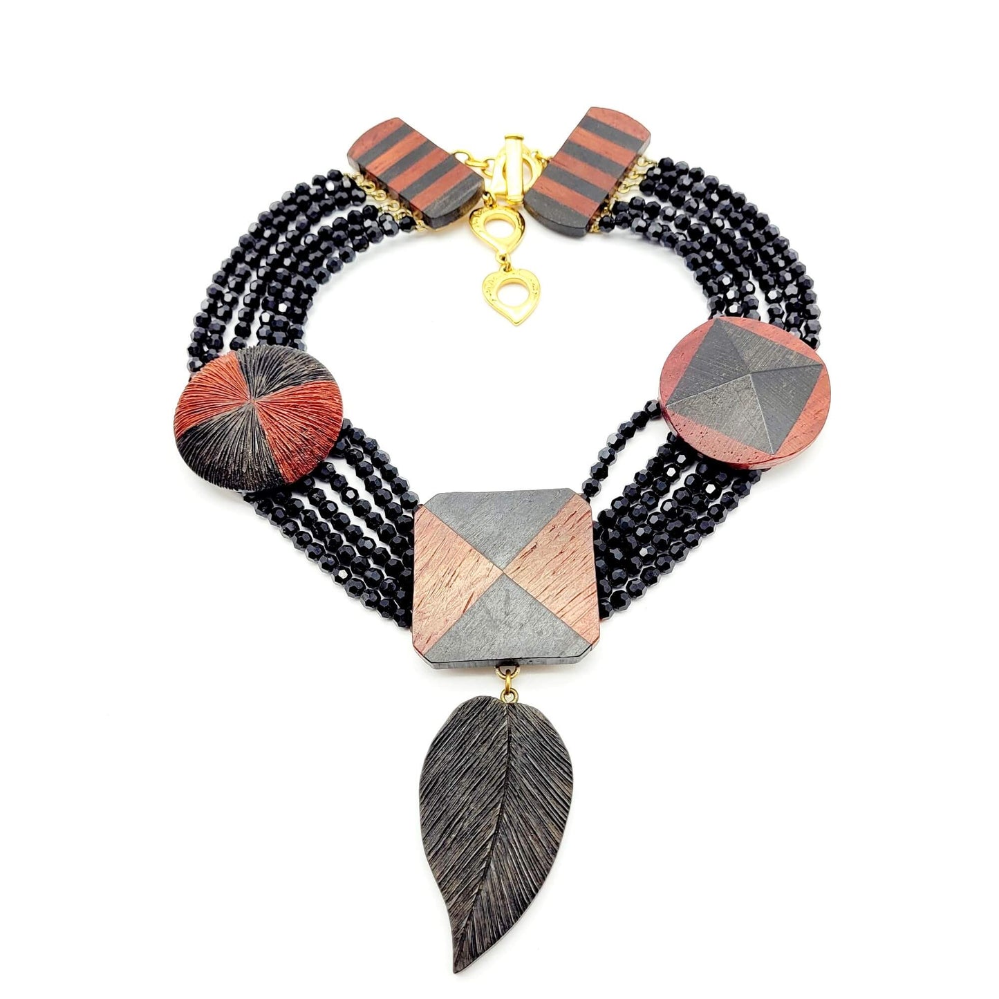 Rare Vintage Yves Saint Laurent Necklace With Bicolor Wooden Materials