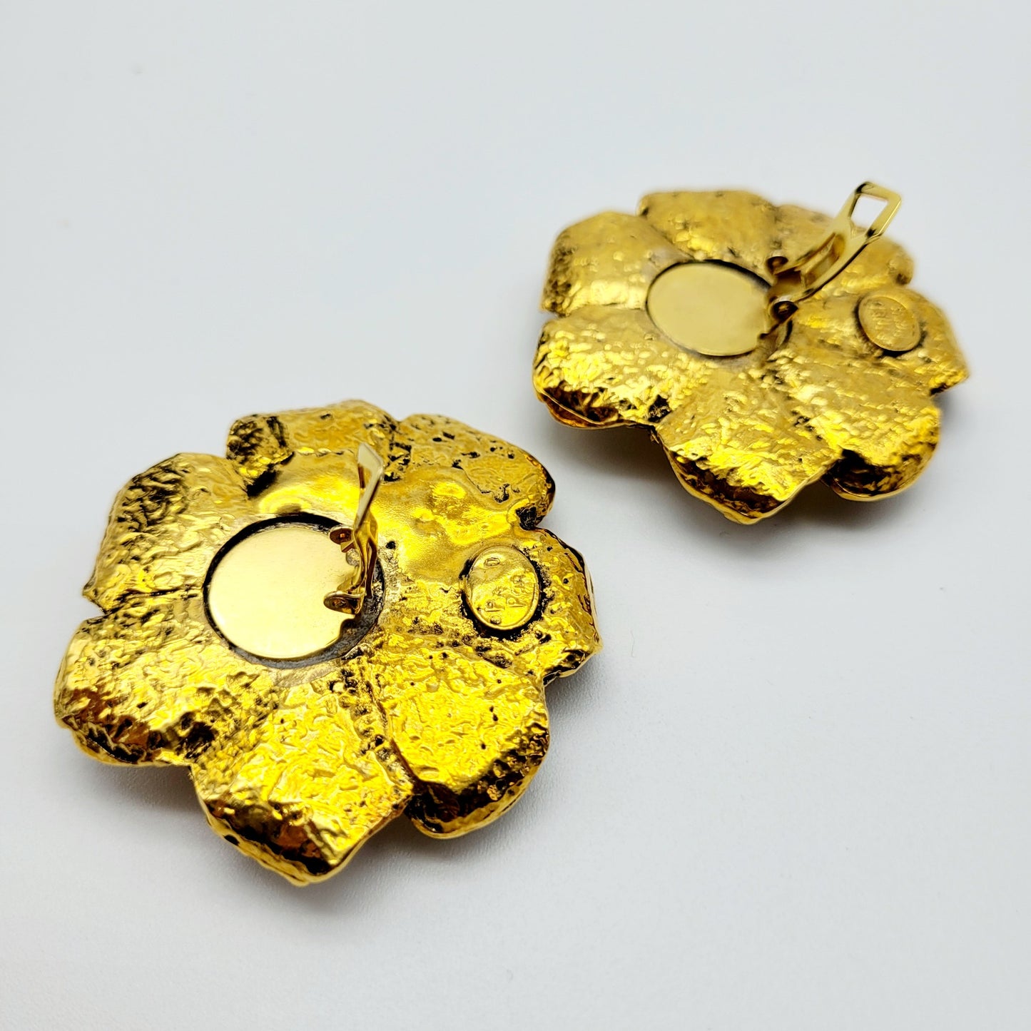 Vintage Oversized French Fried flower Earrings