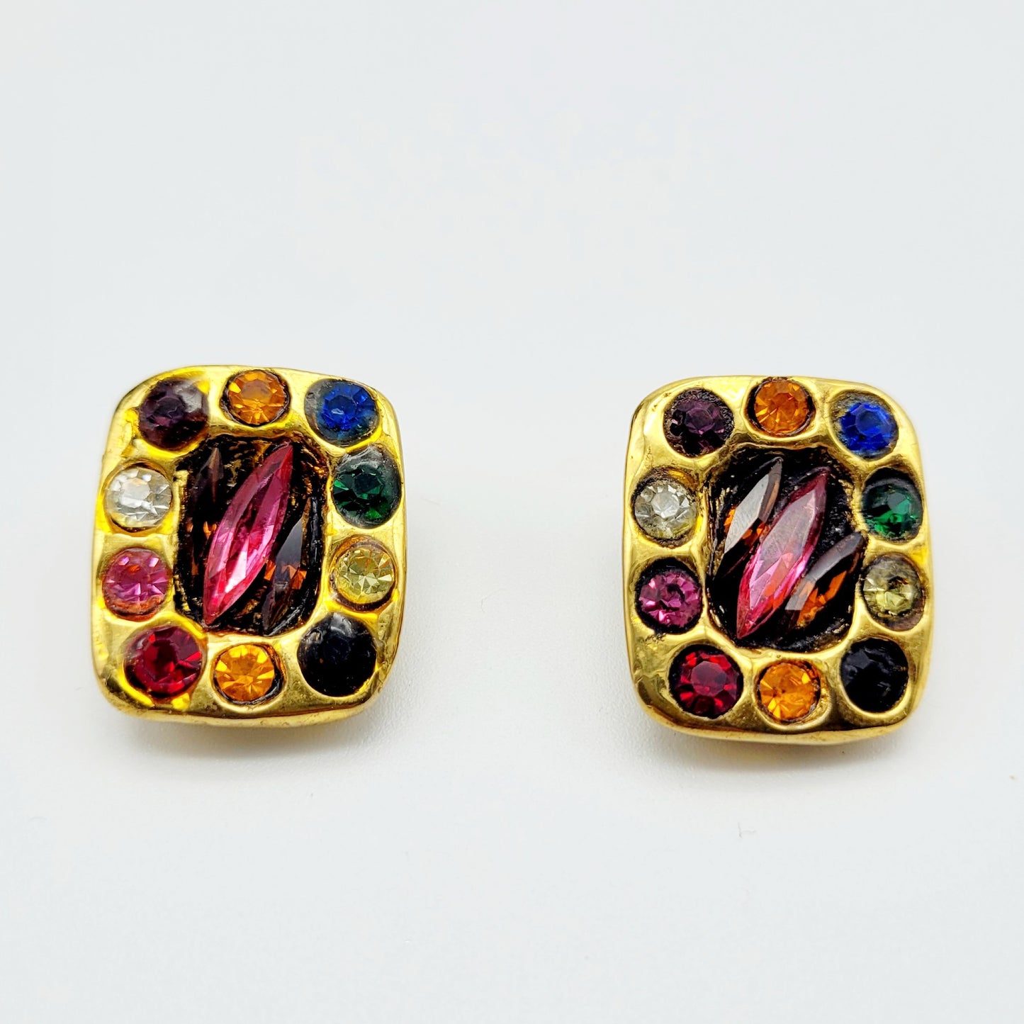 Boucles d'oreilles Vintage Kalinger couture multicolore