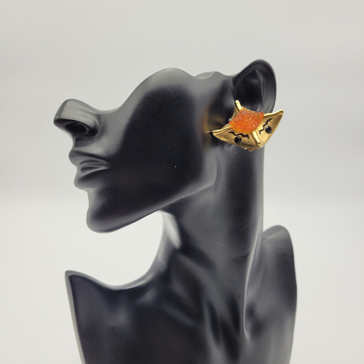 Vintage resin earrings Frederic Volle in orange