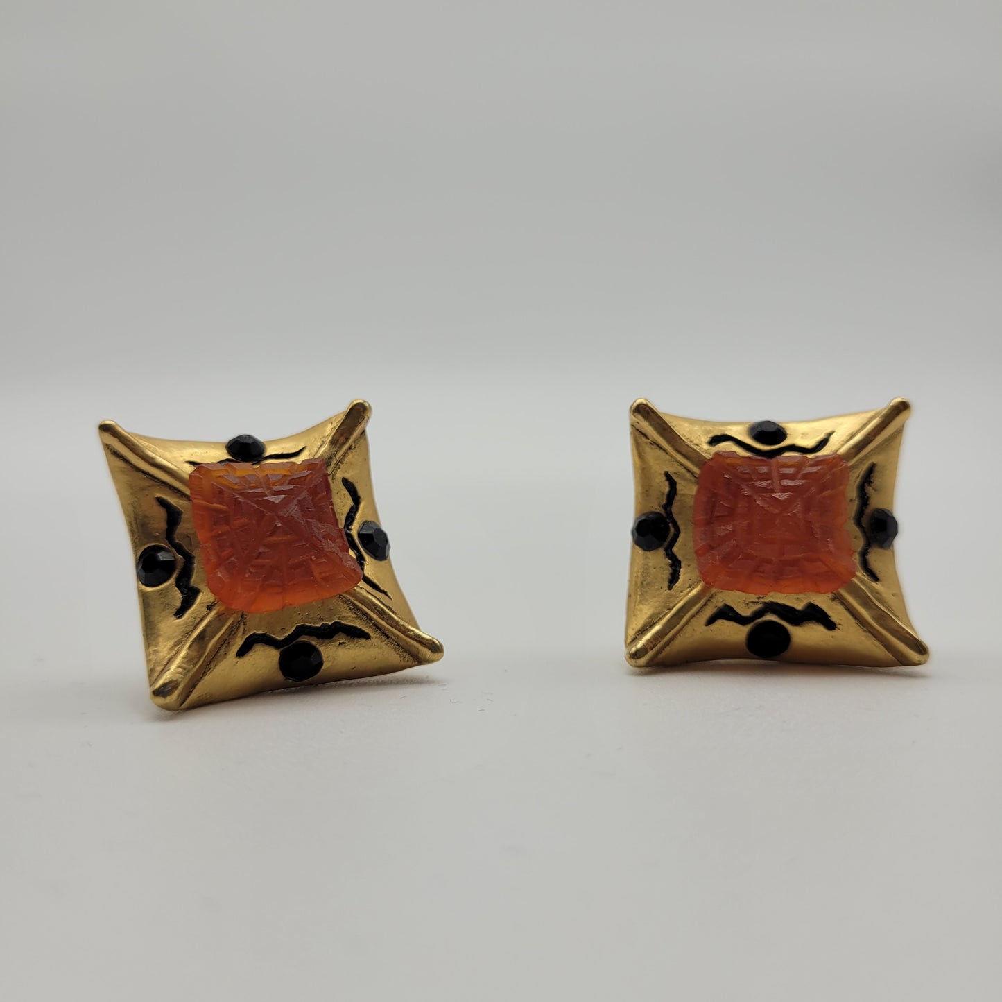 Vintage resin earrings Frederic Volle in orange