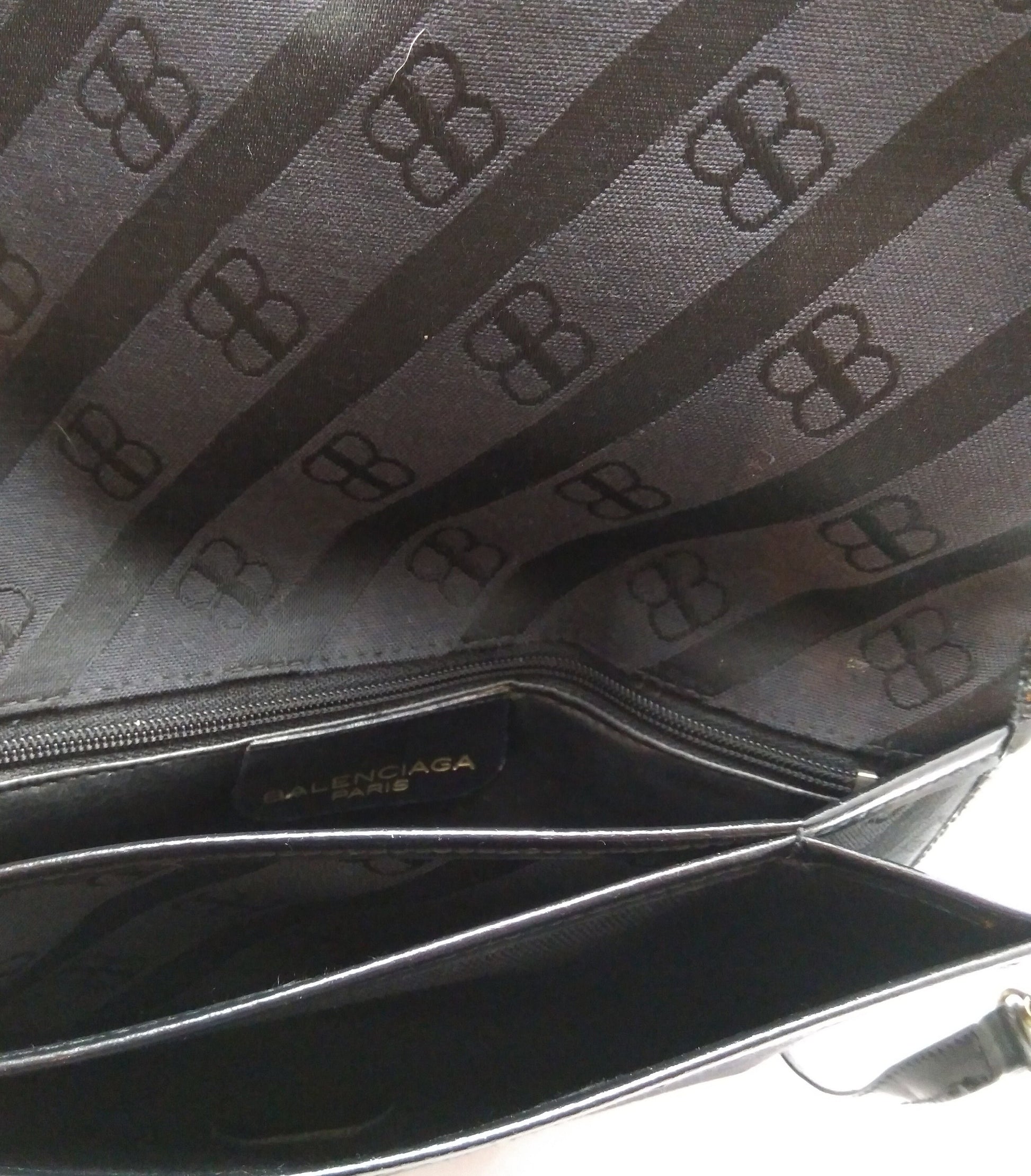 Balenciaga Paris Monogram Vintage Black Leather Handbag / 100