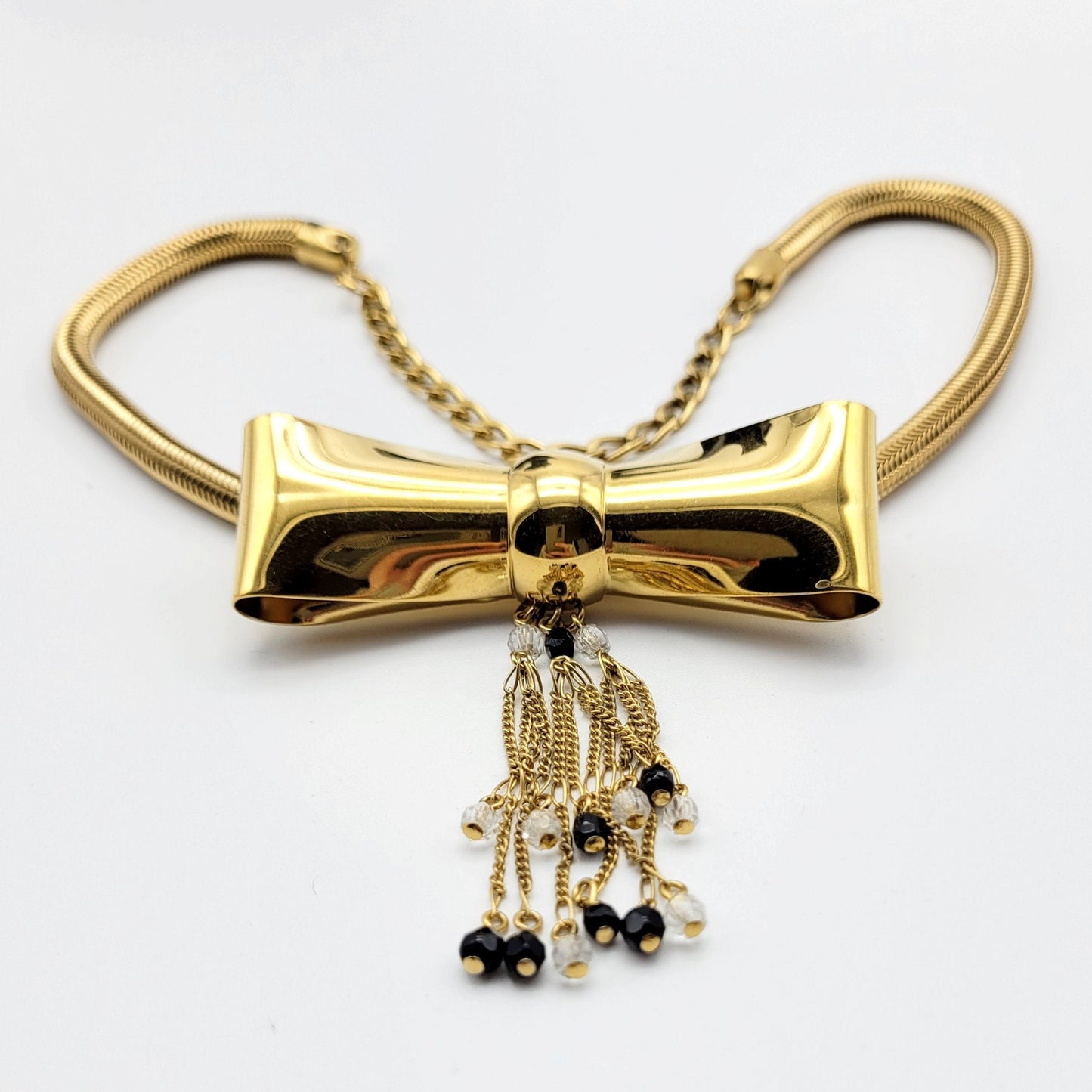 Vintage signed bow Necklace French jewelry - Secondista