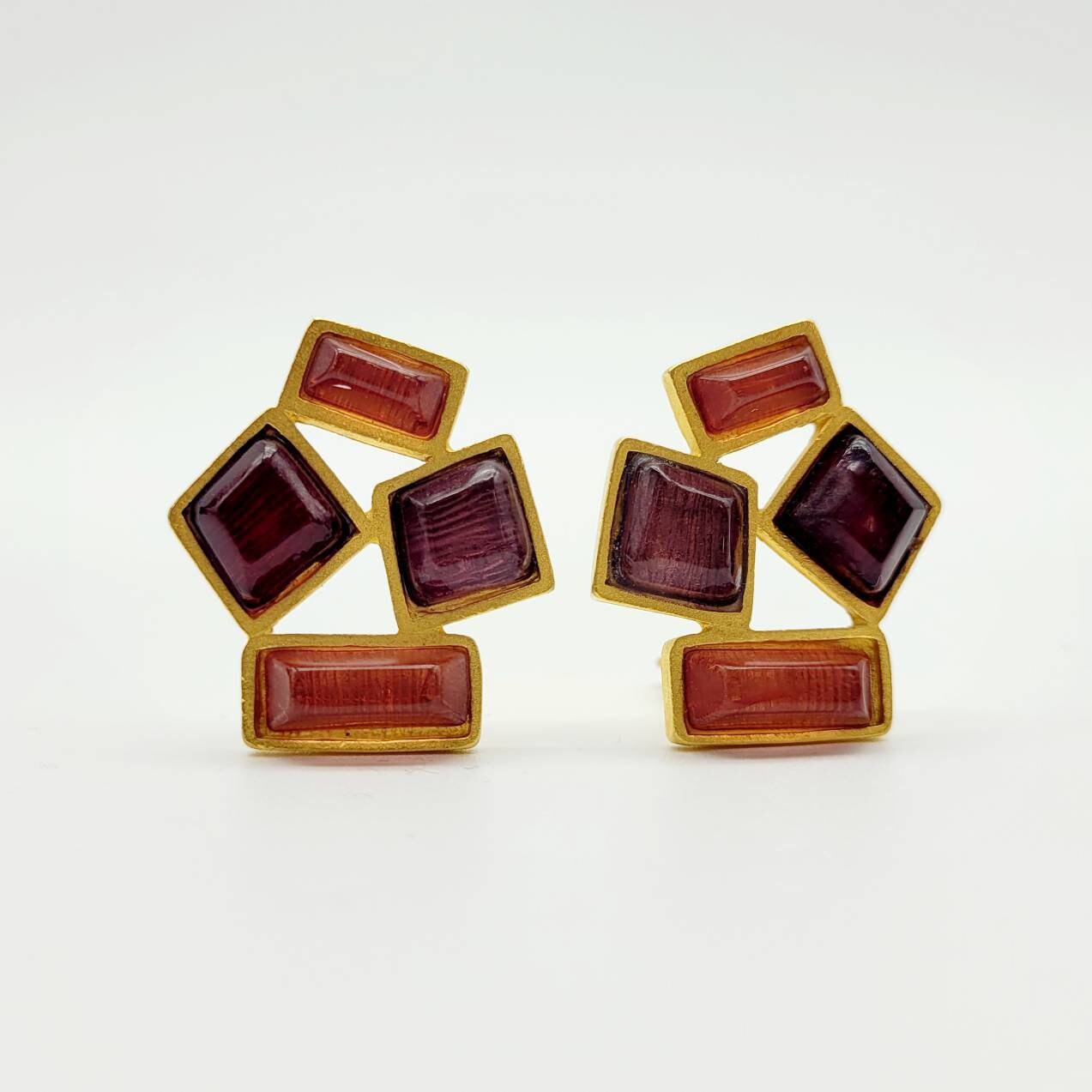 Vintage French Skalli candy color poured glass Earrings - Secondista