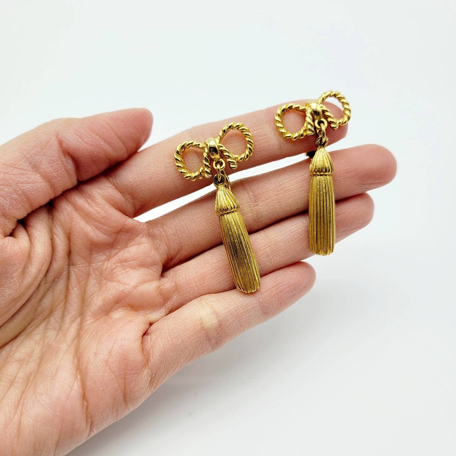 Vintage French bow dangle Earrings - Secondista