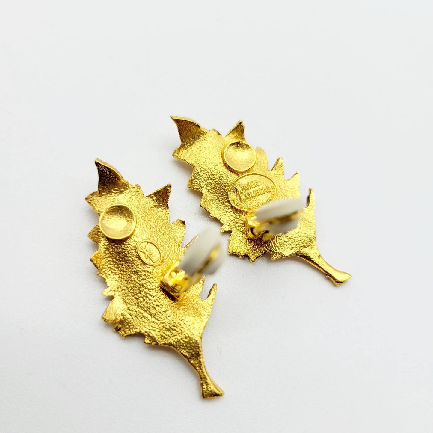 Vintage Xavier Loubens Goldtone leaf Earrings - Secondista