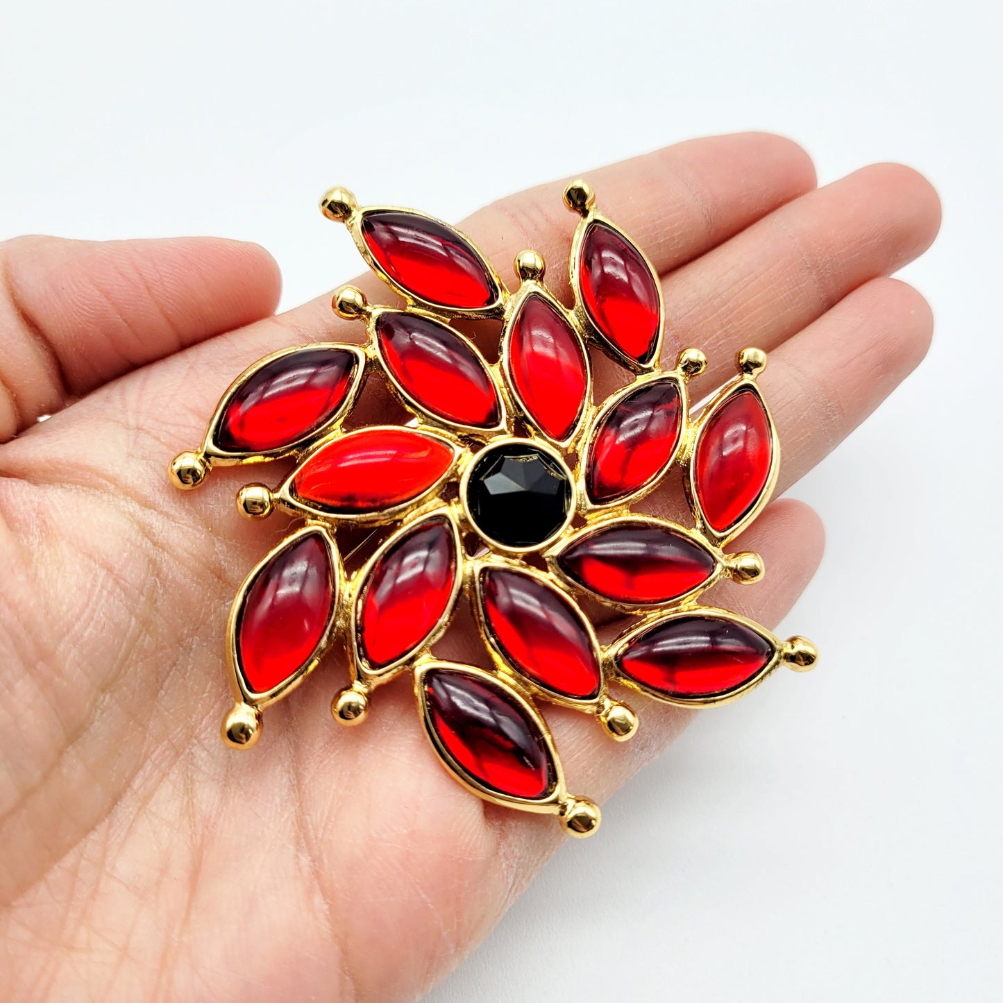 Vintage  Yves Saint Laurent red flower Brooch - Secondista